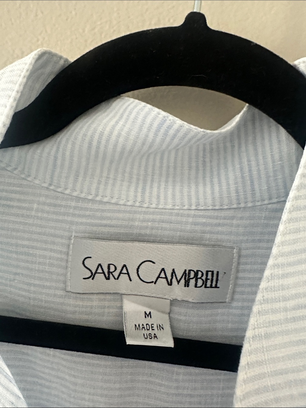 Sara Campbell The Daniella Long Linen Tunic Top Light Blue Stripe Sz Medium Chic - Picture 6 of 12